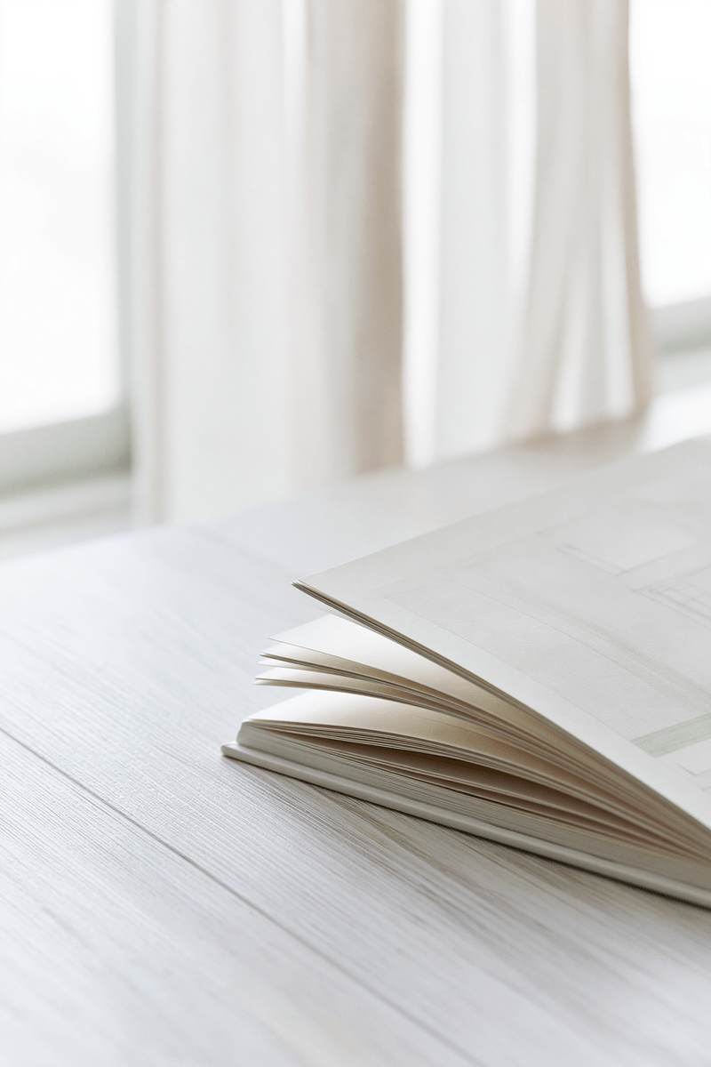 Quiet interior — open book by a sunlit window
